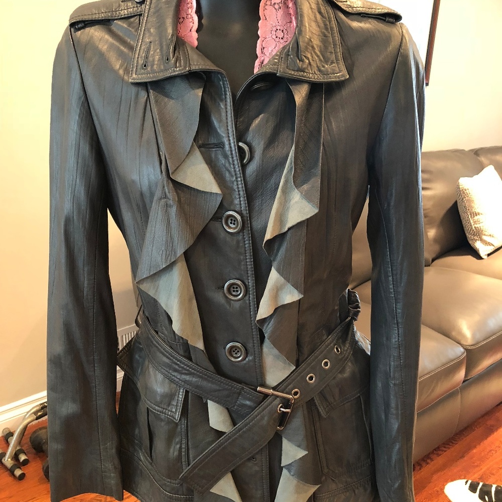 Diane von Furstenberg Grey Leather Jacket (DVF)